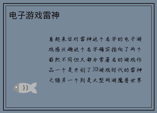 电子游戏雷神